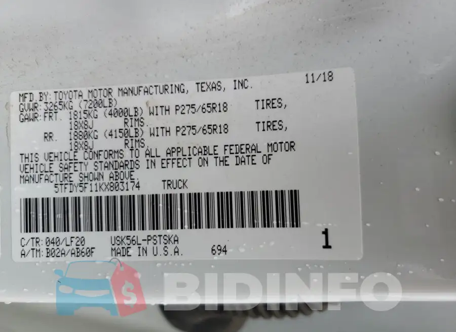 5TFDY5F11KX803174 Photo# 12