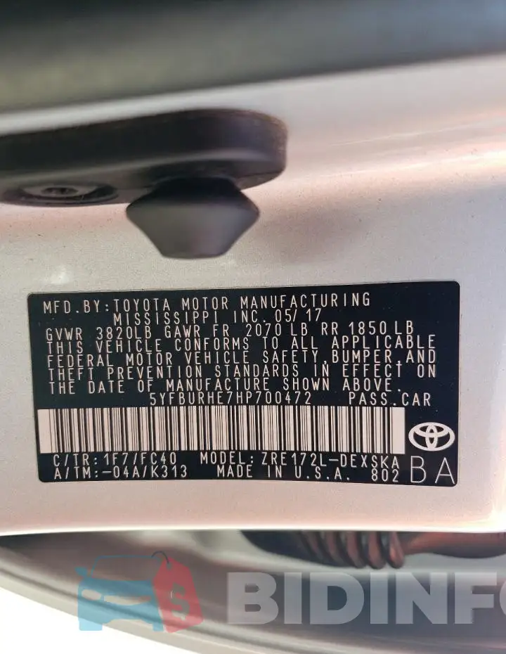 5YFBURHE7HP700472 Photo# 13