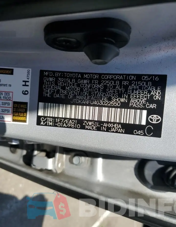 JTDKARFU4G3022550 Photo# 12