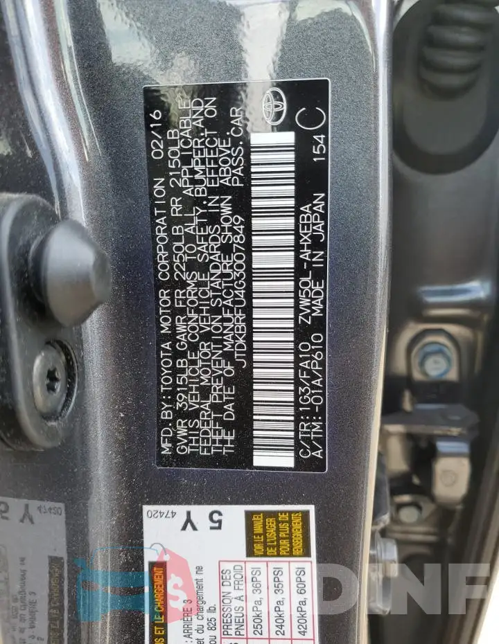 JTDKBRFU4G3007849 Photo# 12