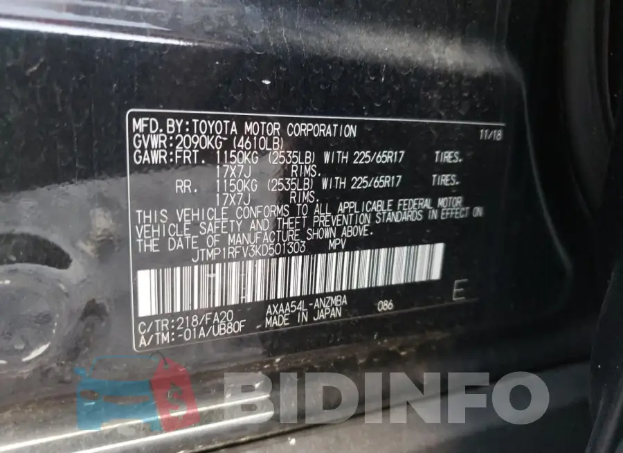 JTMP1RFV3KD501303 Photo# 14