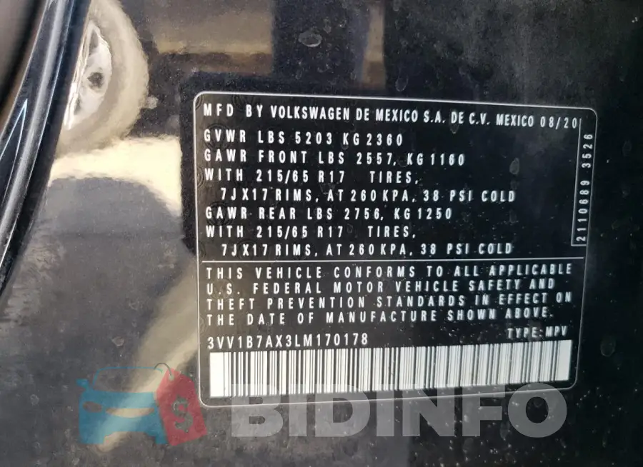 3VV1B7AX3LM170178 Photo# 14