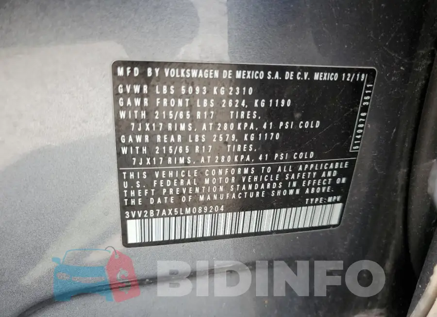 3VV2B7AX5LM089204 Photo# 13