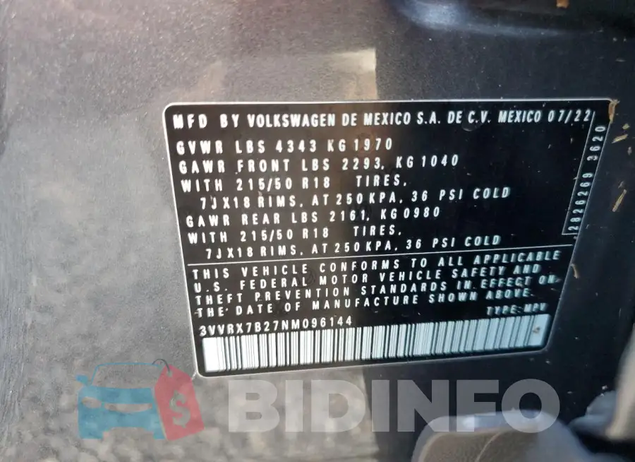 3VVRX7B27NM096144 Photo# 14
