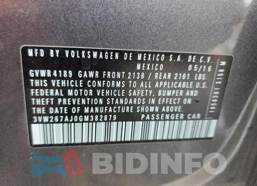 3VW267AJ0GM382879 Photo# 12