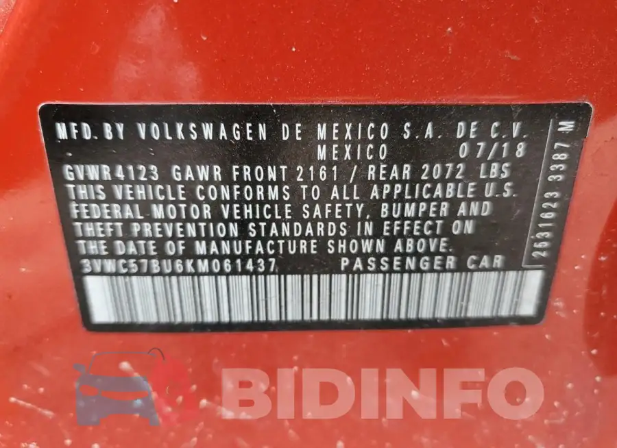 3VWC57BU6KM061437 Photo# 13