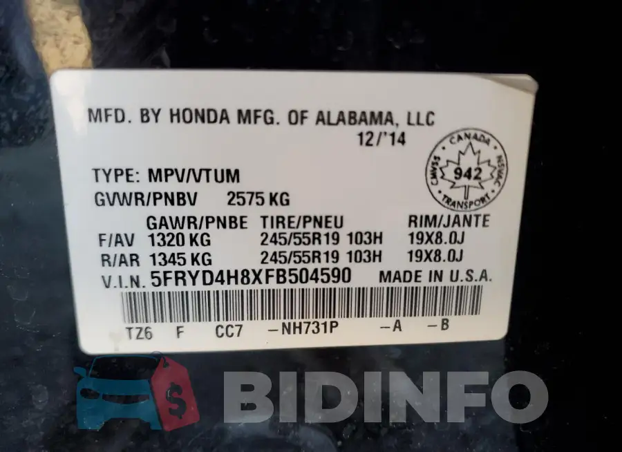 5FRYD4H8XFB504590 Photo# 13