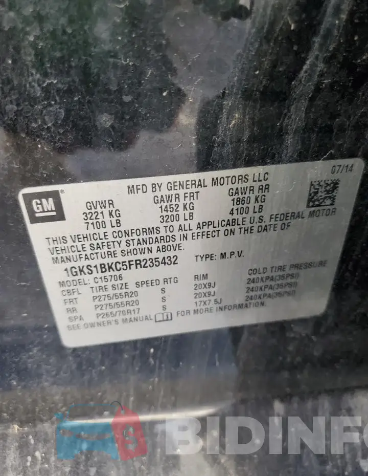 1GKS1BKC5FR235432 Photo# 13