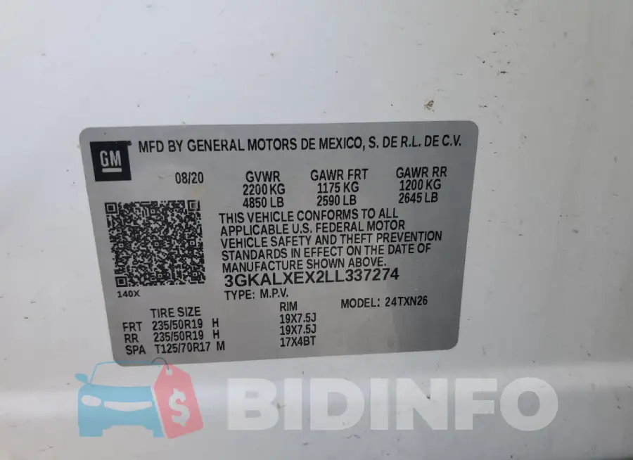 3GKALXEX2LL337274 Photo# 12