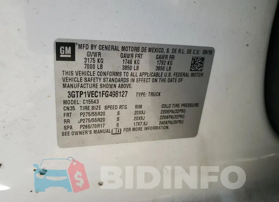 3GTP1VEC1FG498127 Photo# 12