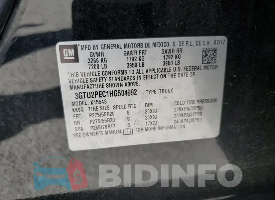 3GTU2PEC1HG504992 Photo# 12