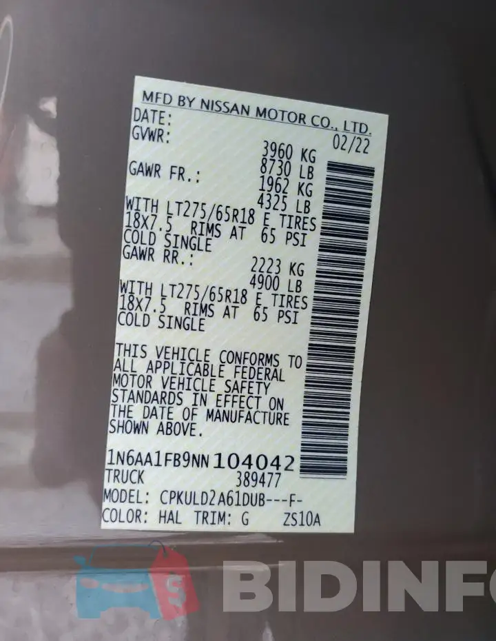 1N6AA1FB9NN104042 Photo# 13