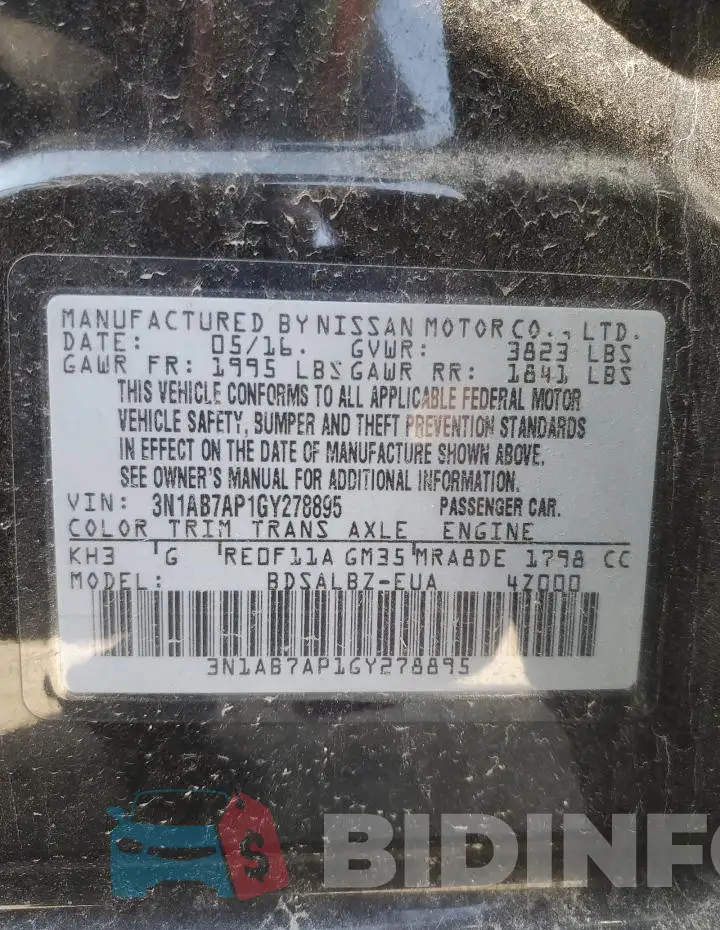 3N1AB7AP1GY278895 Photo# 12