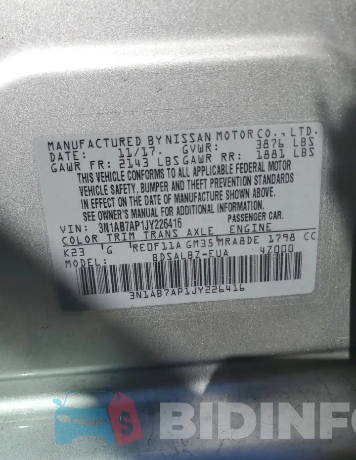 3N1AB7AP1JY226416 Photo# 12