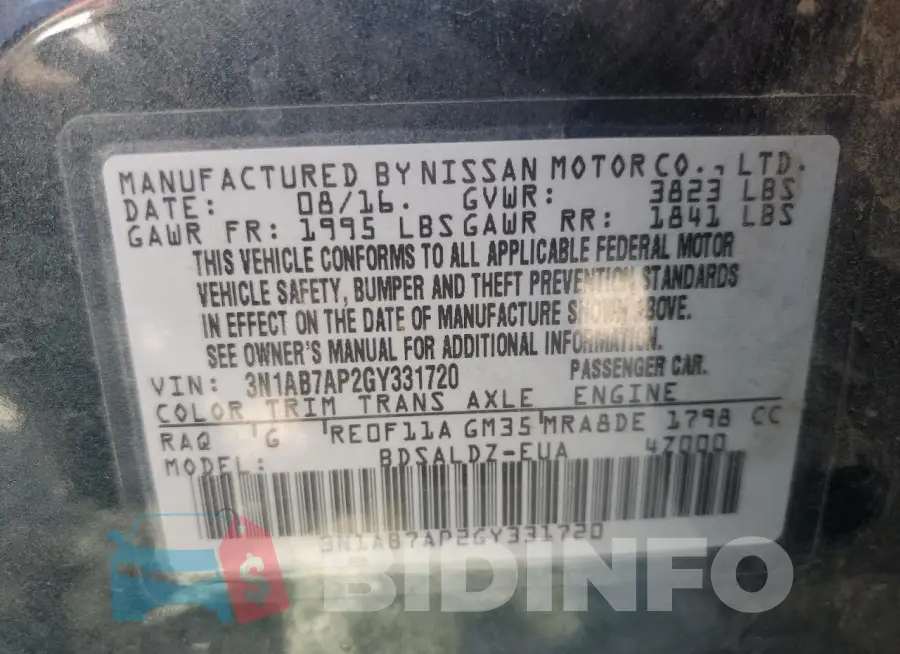 3N1AB7AP2GY331720 Photo# 13