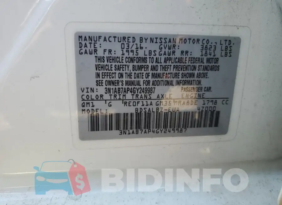 3N1AB7AP4GY249987 Photo# 13