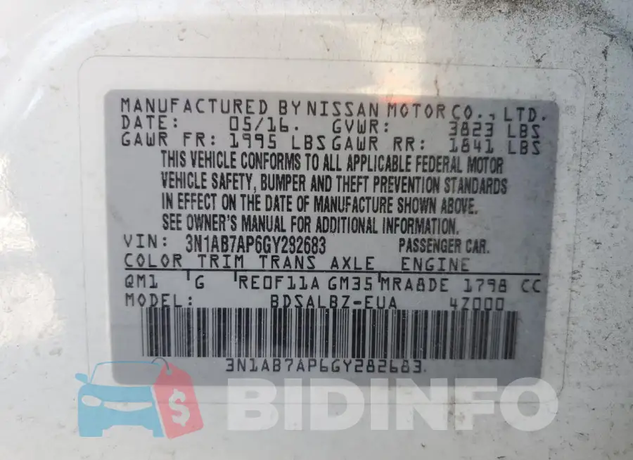 3N1AB7AP6GY282683 Photo# 12