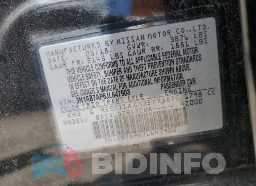 3N1AB7AP6JL647903 Photo# 13