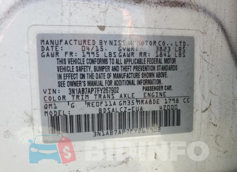 3N1AB7AP7FY267902 Photo# 12