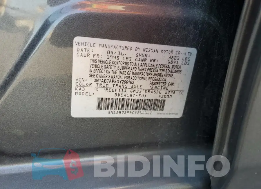 3N1AB7AP8GY266162 Photo# 13