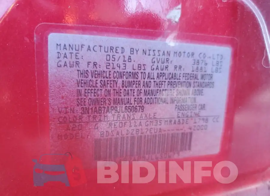 3N1AB7AP9JL650679 Photo# 13