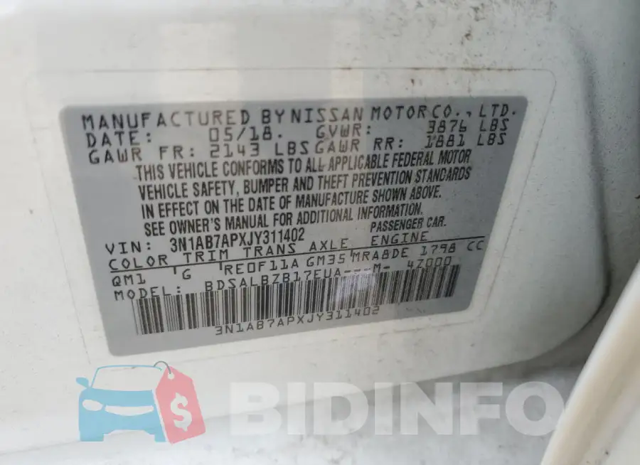 3N1AB7APXJY311402 Photo# 12