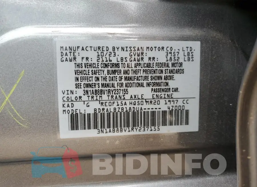 3N1AB8BV1RY237155 Photo# 12
