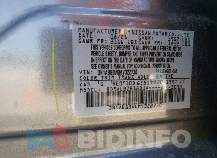 3N1AB8BV6MY322730 Photo# 13