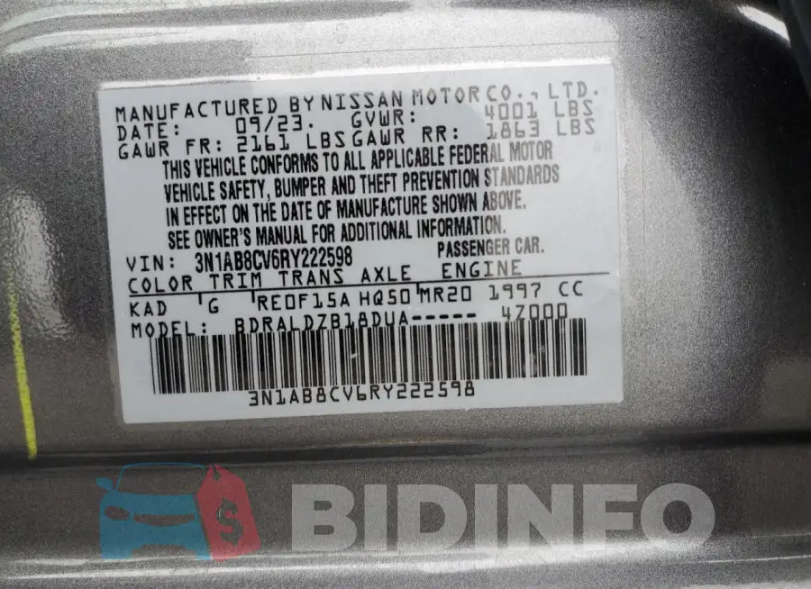 3N1AB8CV6RY222598 Photo# 12
