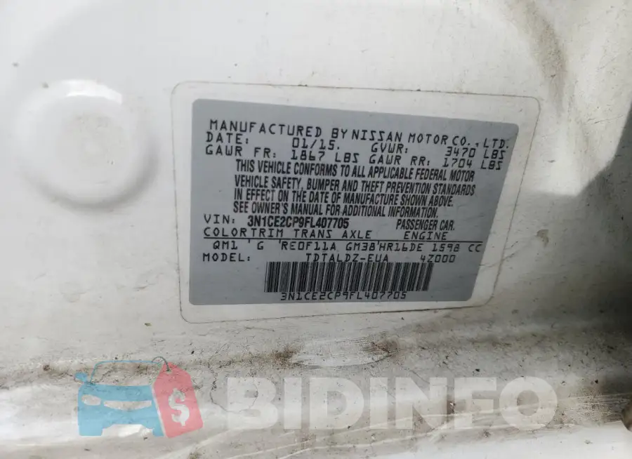 3N1CE2CP9FL407705 Photo# 13