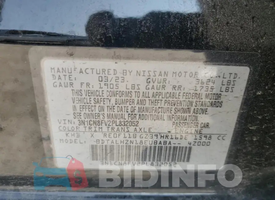 3N1CN8FV2PL832052 Photo# 12