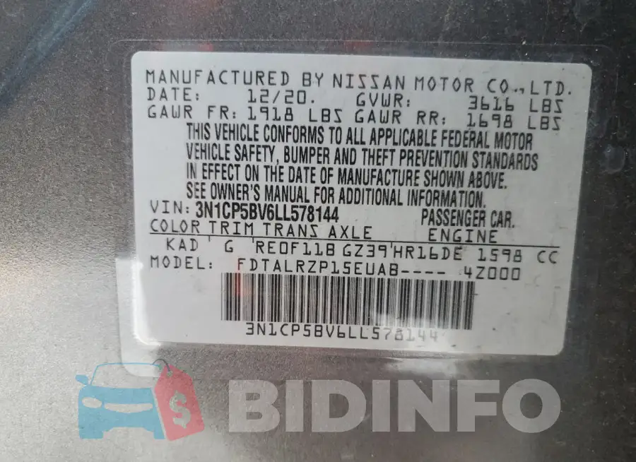 3N1CP5BV6LL578144 Photo# 13