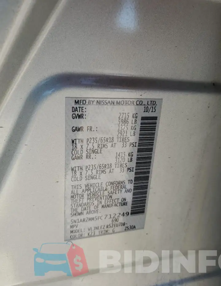 5N1AR2MM5FC712249 Photo# 13