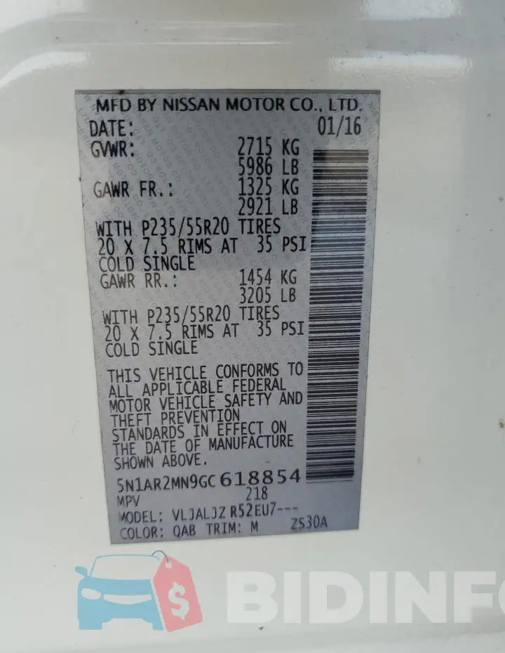 5N1AR2MN9GC618854 Photo# 13