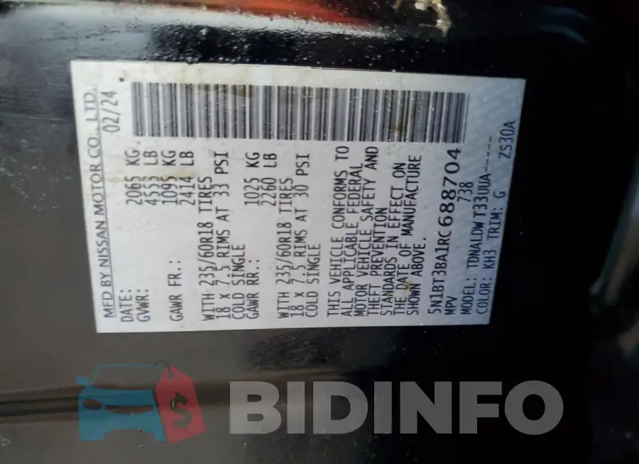 5N1BT3BA1RC688704 Photo# 14