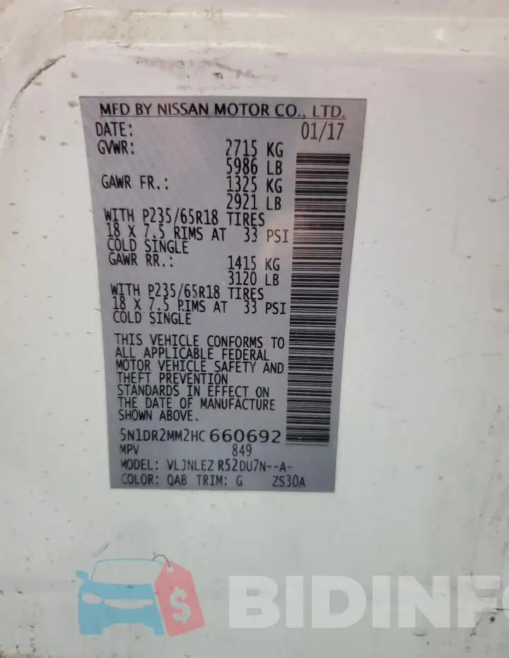 5N1DR2MM2HC660692 Photo# 13