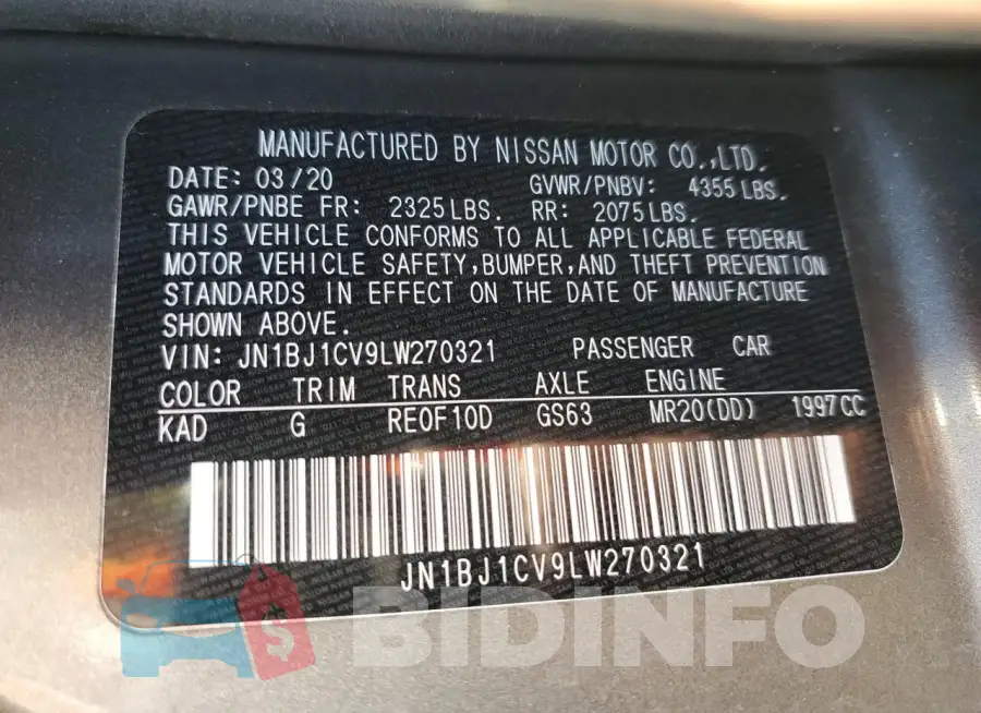 JN1BJ1CV9LW270321 Photo# 14