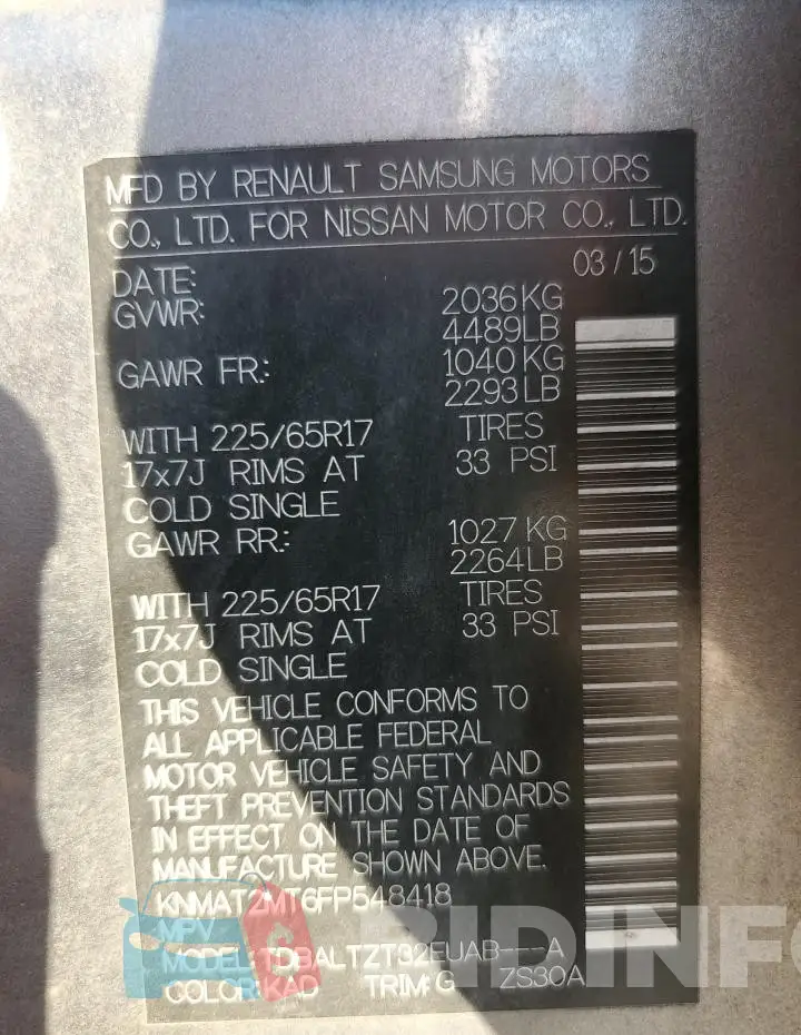 KNMAT2MT6FP548418 Photo# 14