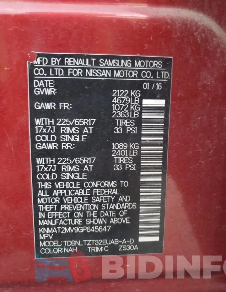 KNMAT2MV9GP645647 Photo# 13