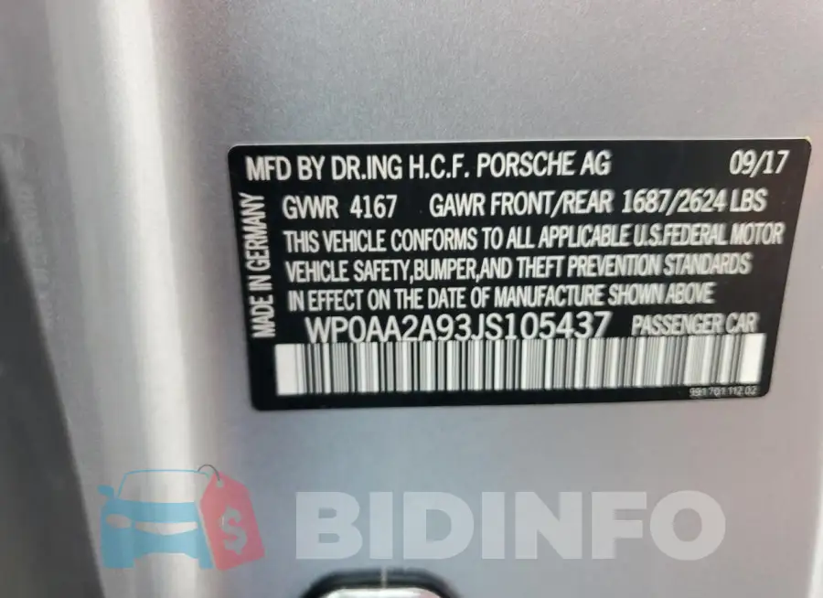 WP0AA2A93JS105437 Photo# 12