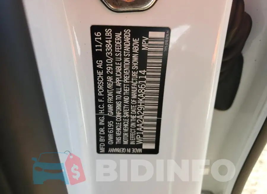 WP1AA2A29HKA86114 Photo# 13