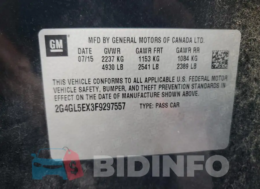 2G4GL5EX3F9297557 Photo# 12