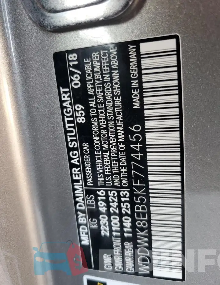 WDDWK8EB5KF774456 Photo# 12