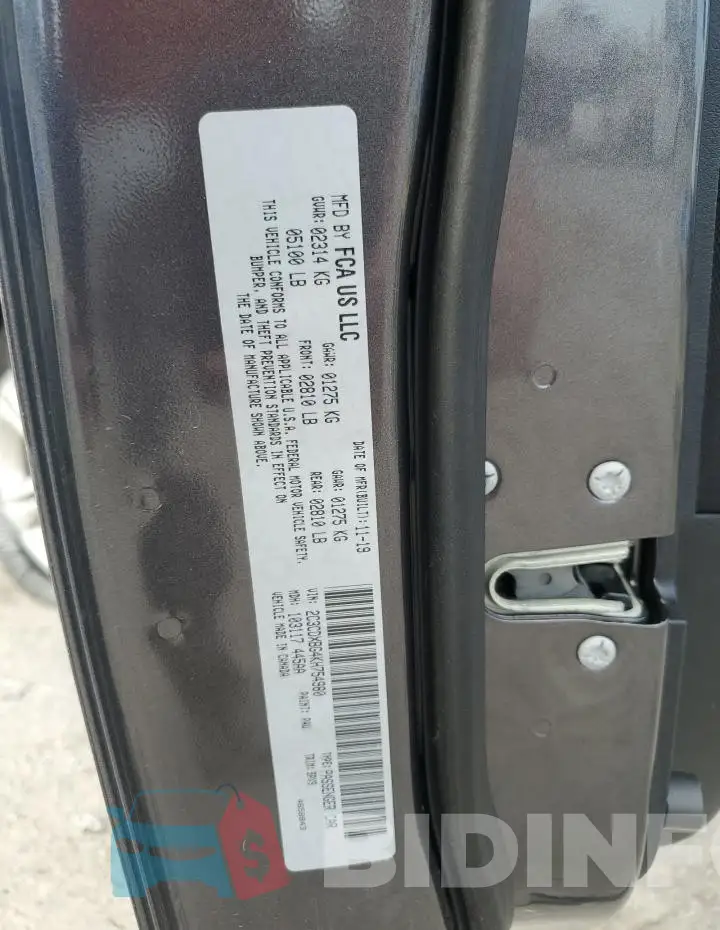 2C3CDXBG4KH754980 Photo# 12