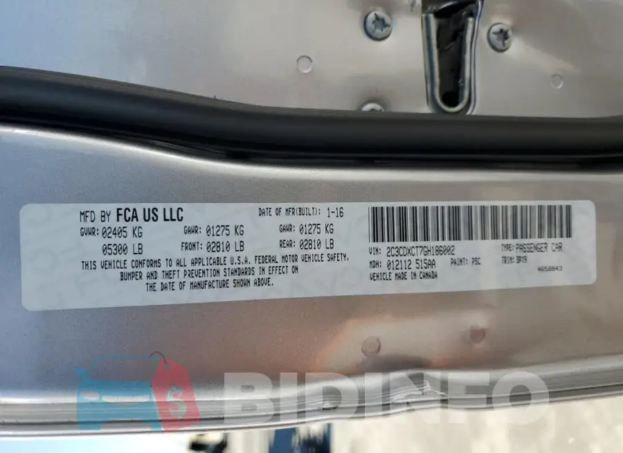 2C3CDXCT7GH186002 Photo# 13