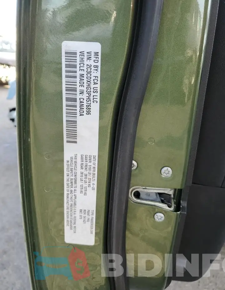 2C3CDXHG3PH576896 Photo# 12