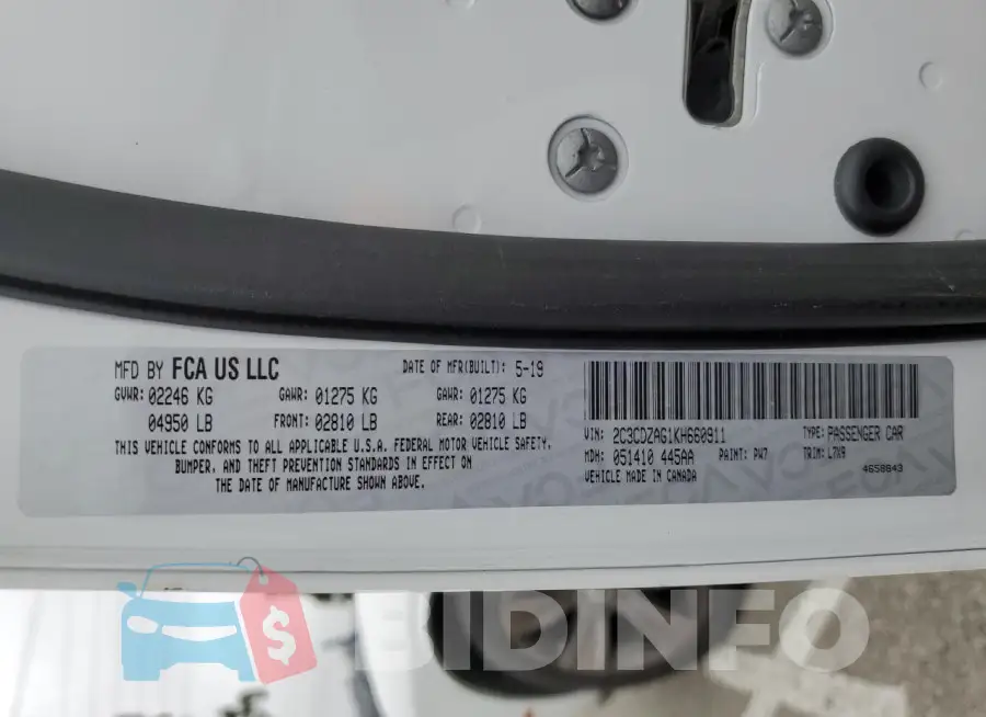 2C3CDZAG1KH660911 Photo# 12