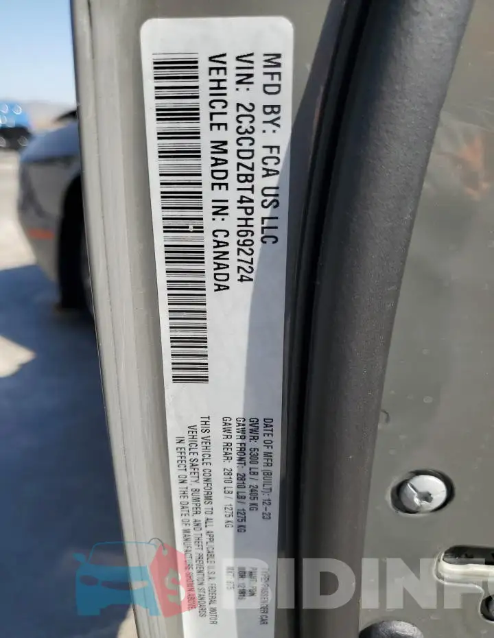 2C3CDZBT4PH692724 Photo# 12