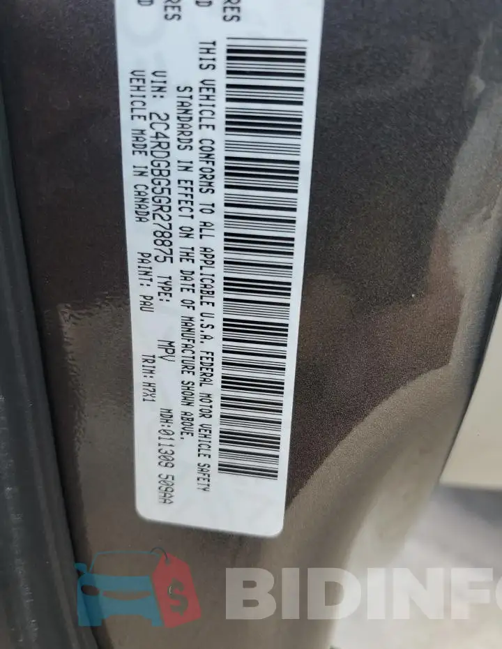 2C4RDGBG5GR278875 Photo# 13