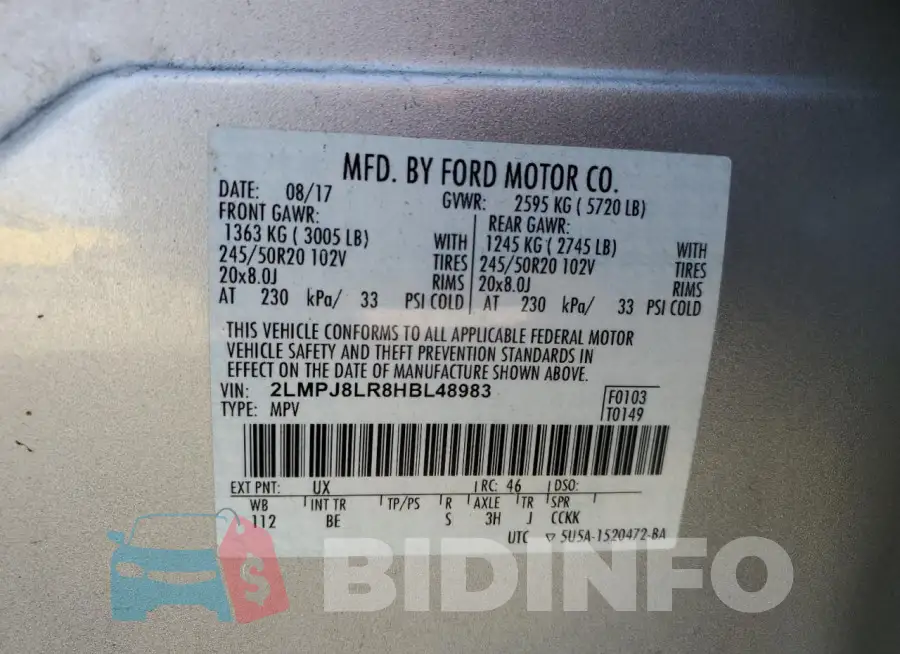 2LMPJ8LR8HBL48983 Photo# 14
